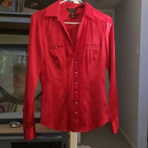 Red silk dress shirt